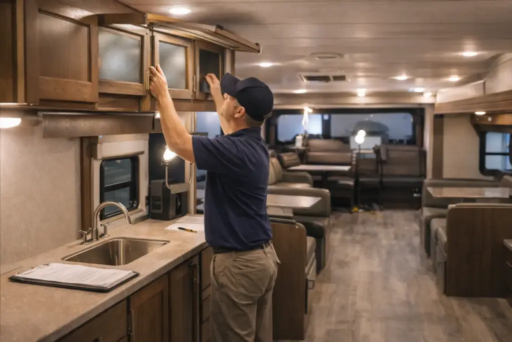 Forest River RV interior craftsmanship and quality inspection