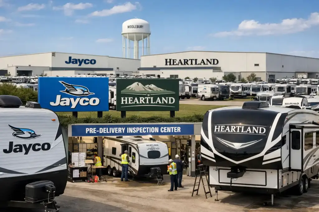 Jayco and Heartland RV manufacturing facility in Middlebury Indiana