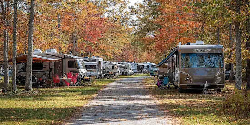 RV park or campground during the autumn season